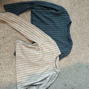 SHEIN Ribbed cropped Sweater Set in Grey and blue